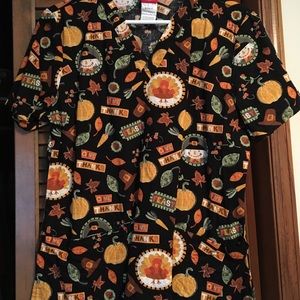 Ladies Thanksgiving Scrub Top